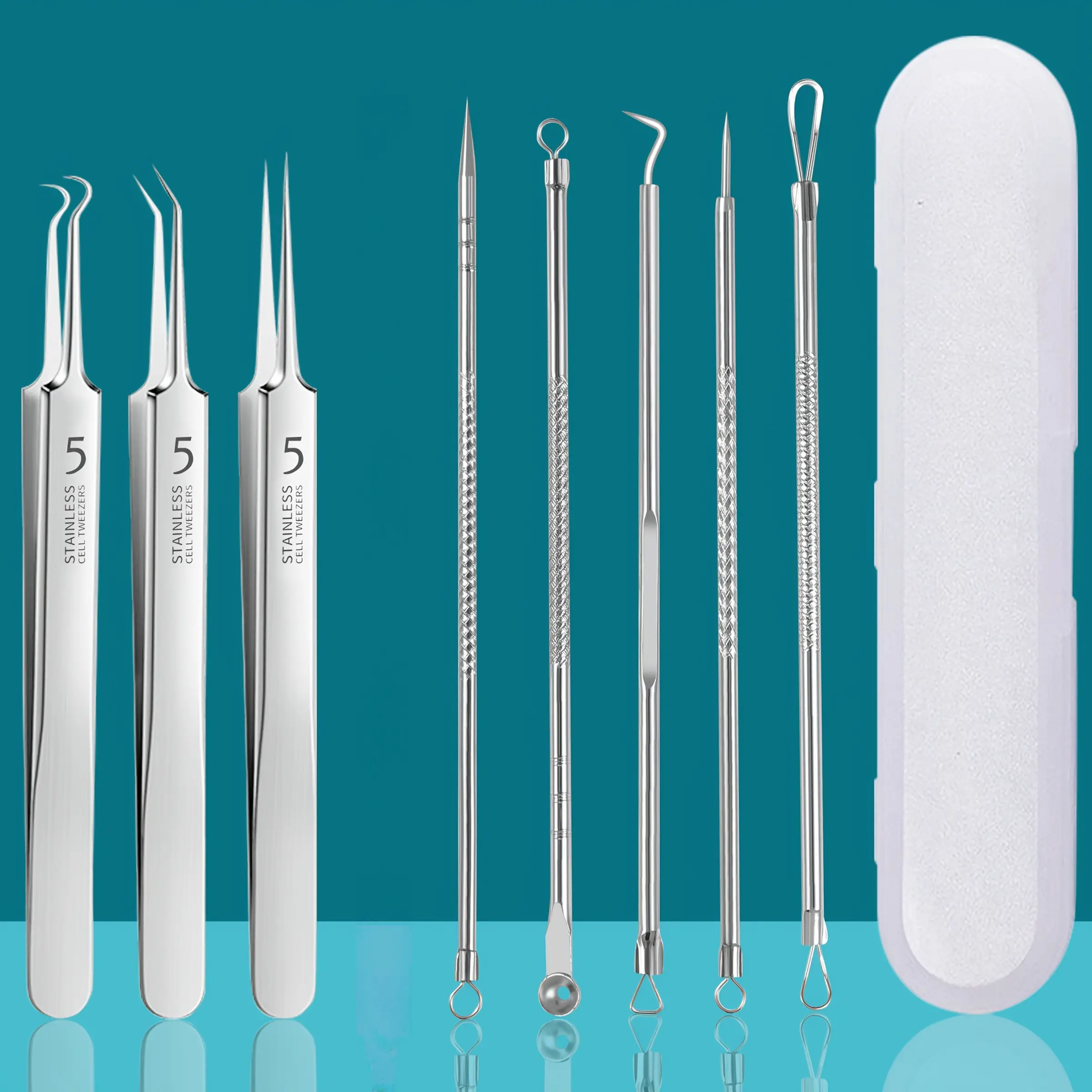 8-Piece Blackhead Cleaning Tool Set, Pore Cleansing Kit with Portable Storage Box, Suitable for All Skin Types, Perfect Gift for Parties