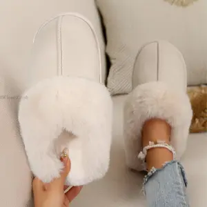 Cozy Women's Fleece-Lined Slip-On Moccasin with Fluffy Detail - Non-Slip Winter Home Slippers on Flat Sole Platform.H5ClosetCrush
