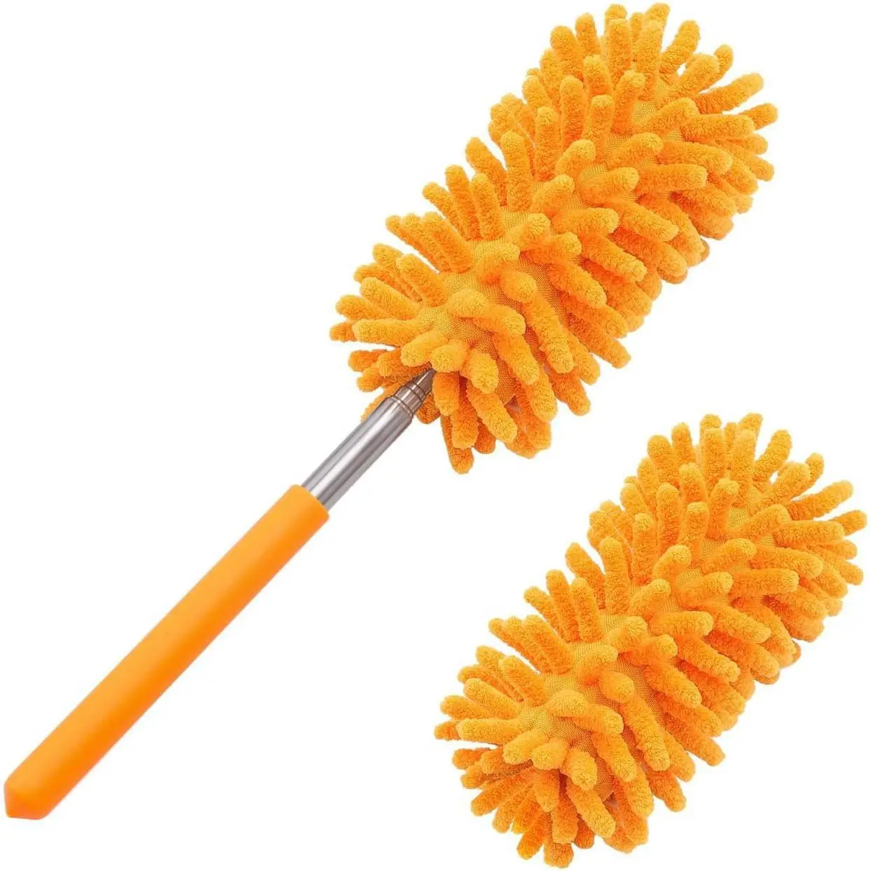Duster for Cleaning, 10-29" Extension Pole, 2 Washable Heads, Yellow