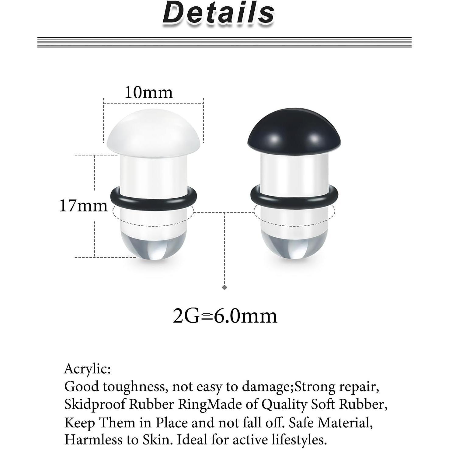 14G-00G Solid Ear Plugs Tunnels for Women Men Single Flared Ears Gauge Plugs with O-Ring Stretcher Expander    2 Pairs