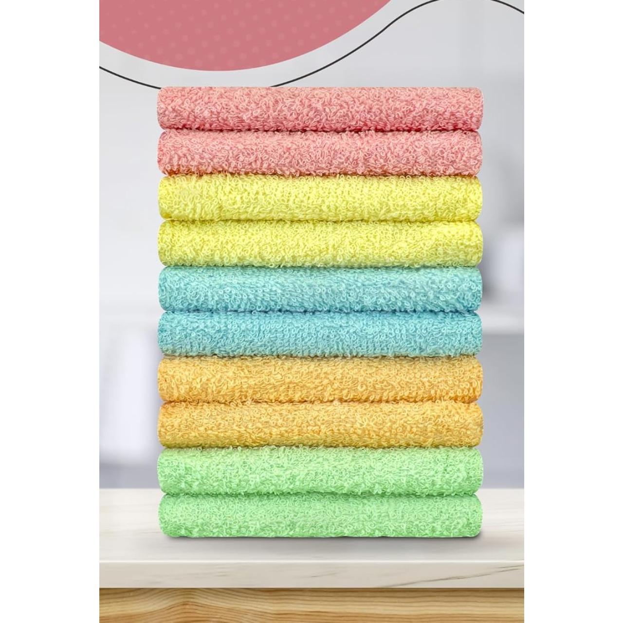 10 Pack Cotton Wash Cloth,Soft, 12 x 12 inch Absorbent, Machine Washable Washcloths, Assorted Colors (10 Pack)
