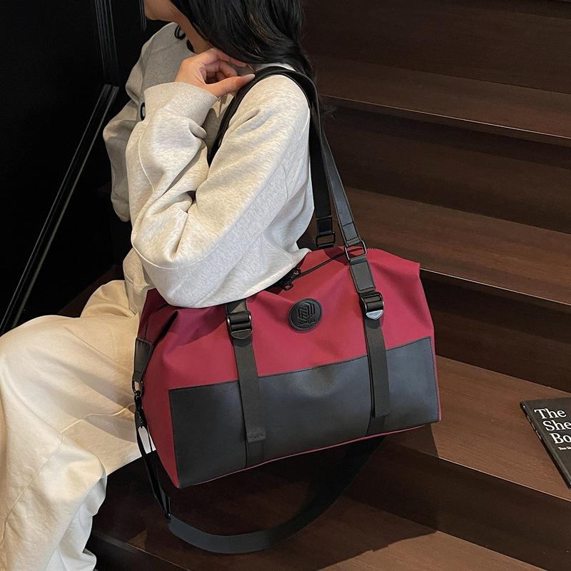 Portable travel bag with pull rod, unisex, lightweight sports yoga bag, crossbody casual carry-on storage bag