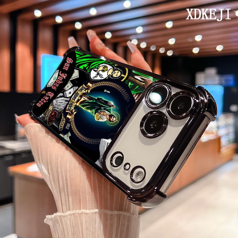 Creative Jesus Pattern Four Corner Anti-Fall Phone Case Transparent Electroplated Protective Cover for iPhone 17 Pro Max Air 16 15 Plus 14 13 12 11