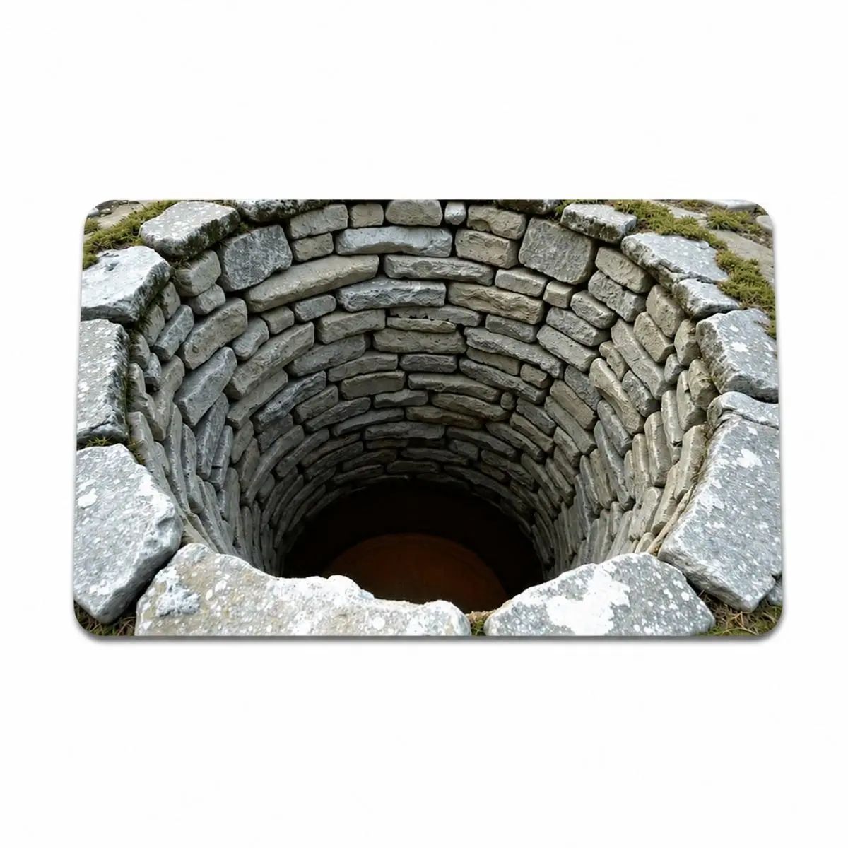 3D Illusion Well Doormat, Funny Stone Well Design Door Mat, Optical Illusion Floor Mat for Front Door Bathroom Bedroom Patio, Unique Home Decor Rug, Creative Housewarming Gift, Eye Catching Entryway Decor