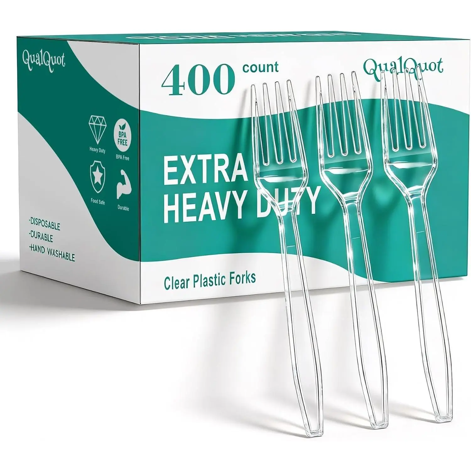 400 Count Heavy Duty Clear Plastic Forks, Bulk Disposable Forks