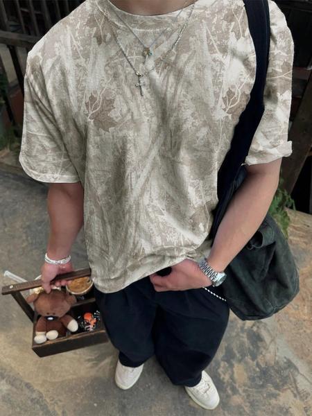Unisex Camouflage Print T-Shirt, Short Sleeve Casual Style, Organic Fabric, Fitted Design, Summer Fashion for Daily Wear, Streetwear