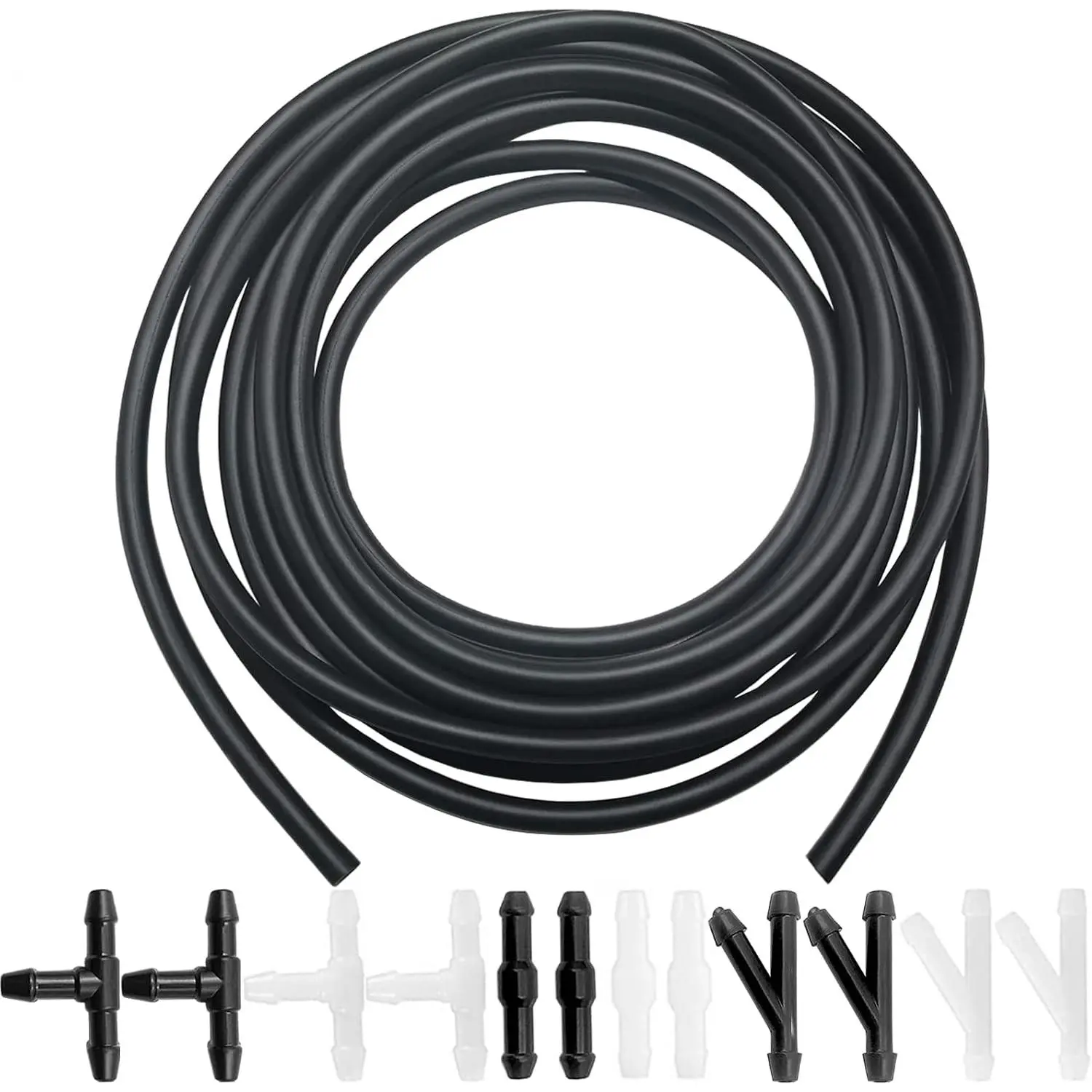 Windshield Washer Hose Kit - Includes 4 Meter Washer Fluid Hose & 12 count Hose Connectors, Compatible with   Windshield Washer Nozzle Installation, for Connecting  Water Pumps and Nozzles