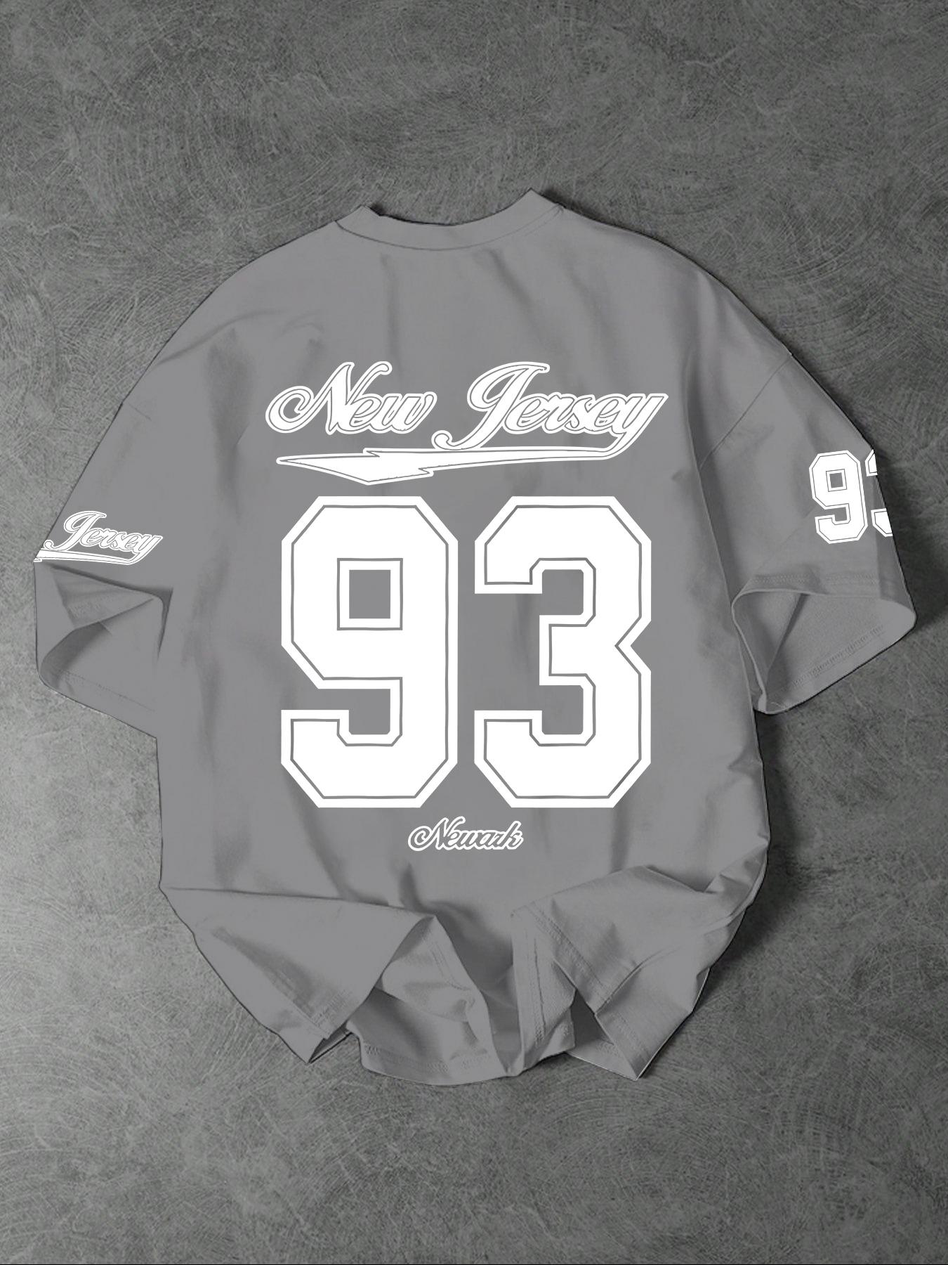 Men's Letter & Number Print Round Neck Tee, Regular Fit Casual Short Sleeve Crew Neck T-Shirt for Summer, Fashion Men's Top for Daily Wear, Athletic Sports Clothing