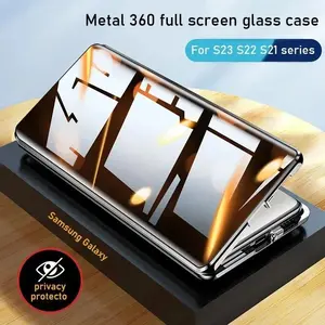 For Samsung GalaxyS25 S23 24 26Ultra Case 360°Screen Sealed Anti peeping privacy sunglasses glass Metal Magnetic Ultrathin cover