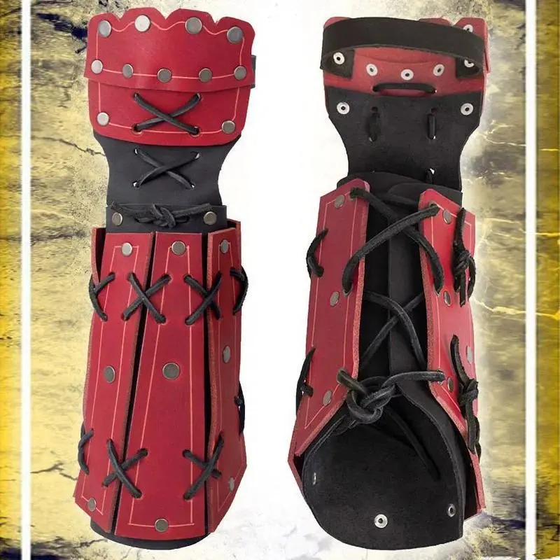 Medieval Ninja Samurai PU Leather Arm Armor Bracer Long Glove Viking Knight Cosplay Costume Steampunk Fantasy Gauntlet Wristband