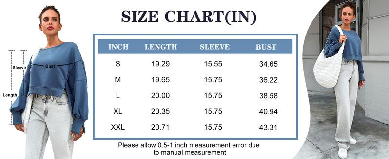 Womens Casual Sweatshirt Long Sleeve Tops Crewneck Loose Fit Tee Pullover Crop Tshirt Side Slit Fall Fashion 2025