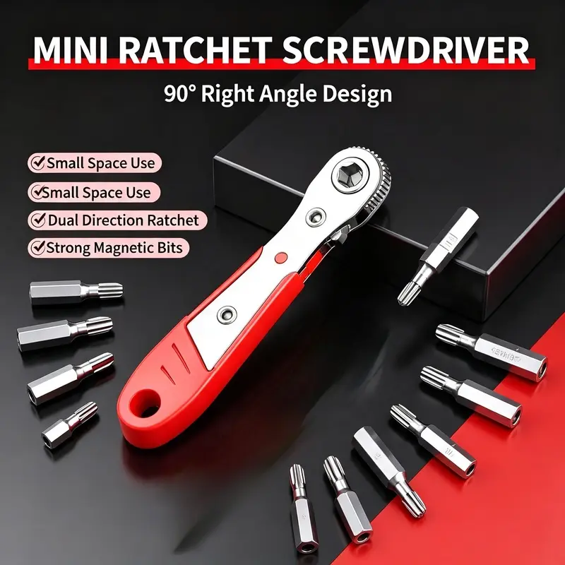 19-Piece Ratchet Socket & Screwdriver Bit Set, Multi-Size Hex Socket Wrench Kit, Hand Repair Tool Accessories for Electric Drill, Household Mechanical Repair, Bits