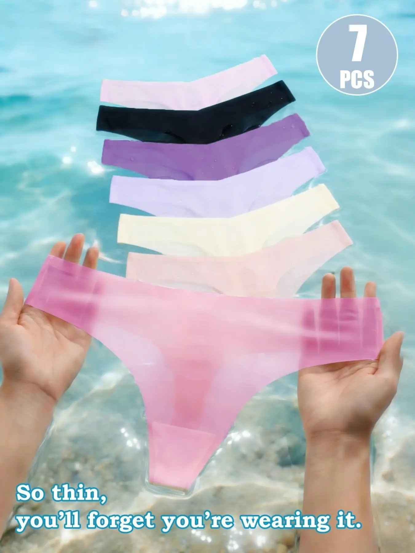Women's Seamless Ice Silk Thong Set, Ultra-Thin Breathable Low Waist Invisible, Comfortable Daily Wear Underwear, Multiple Pieces