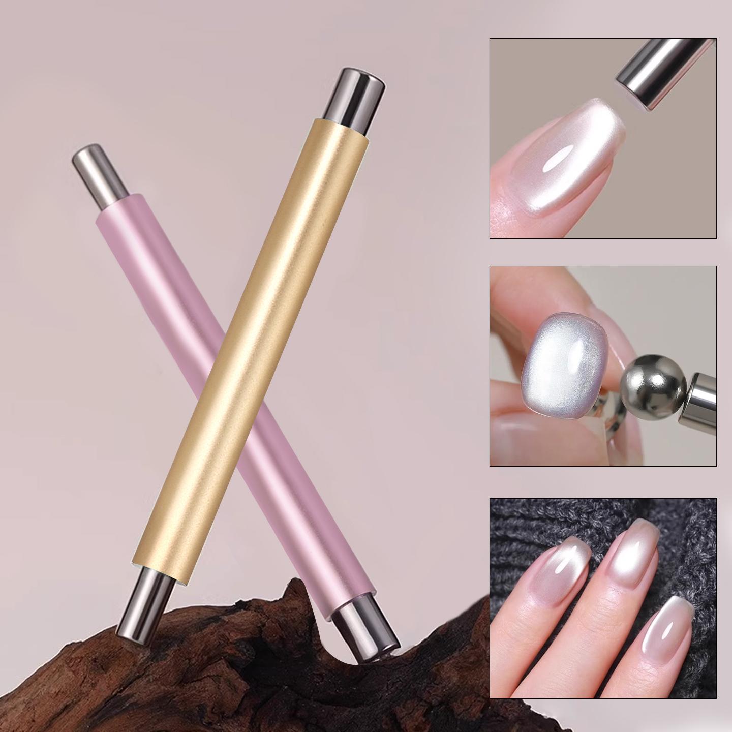 2025 Glass Bead Cat Eye Nail Art Magnet Rod, Large Double-Head Round Steel Bead Magnet, Multi-Function Magnetic Stone Nail Polish Tool for Nail Salon, Professional Nail Art Tool, Nail Art Manicure