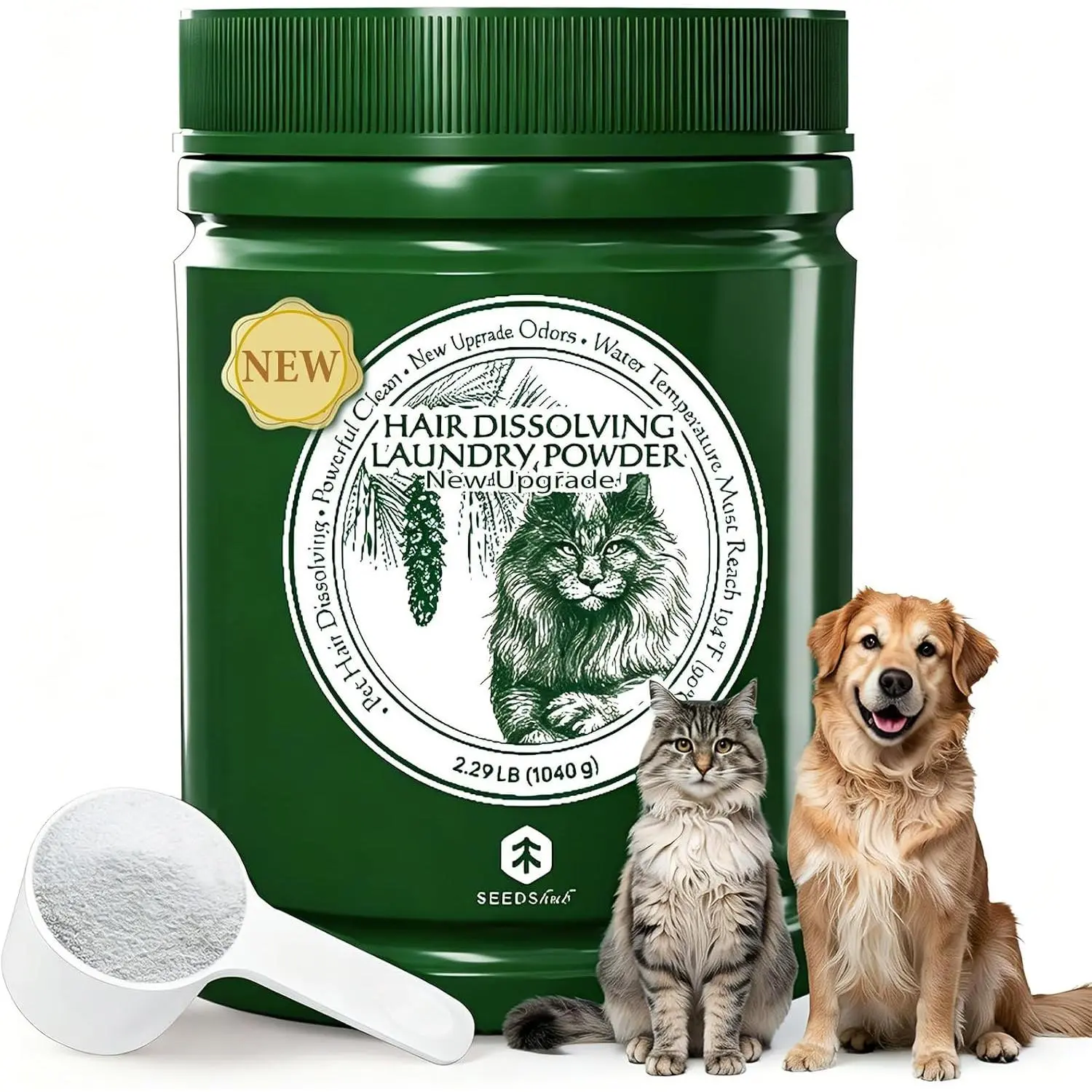 Pet Hair & Stain Remover for Laundry, Higher Hair Dissolution | Removes Dog & Cat Hair, Odor & Residue, All-in-1 Stain Detergent for Clothes, 6-Month Supply, Septic Safe
