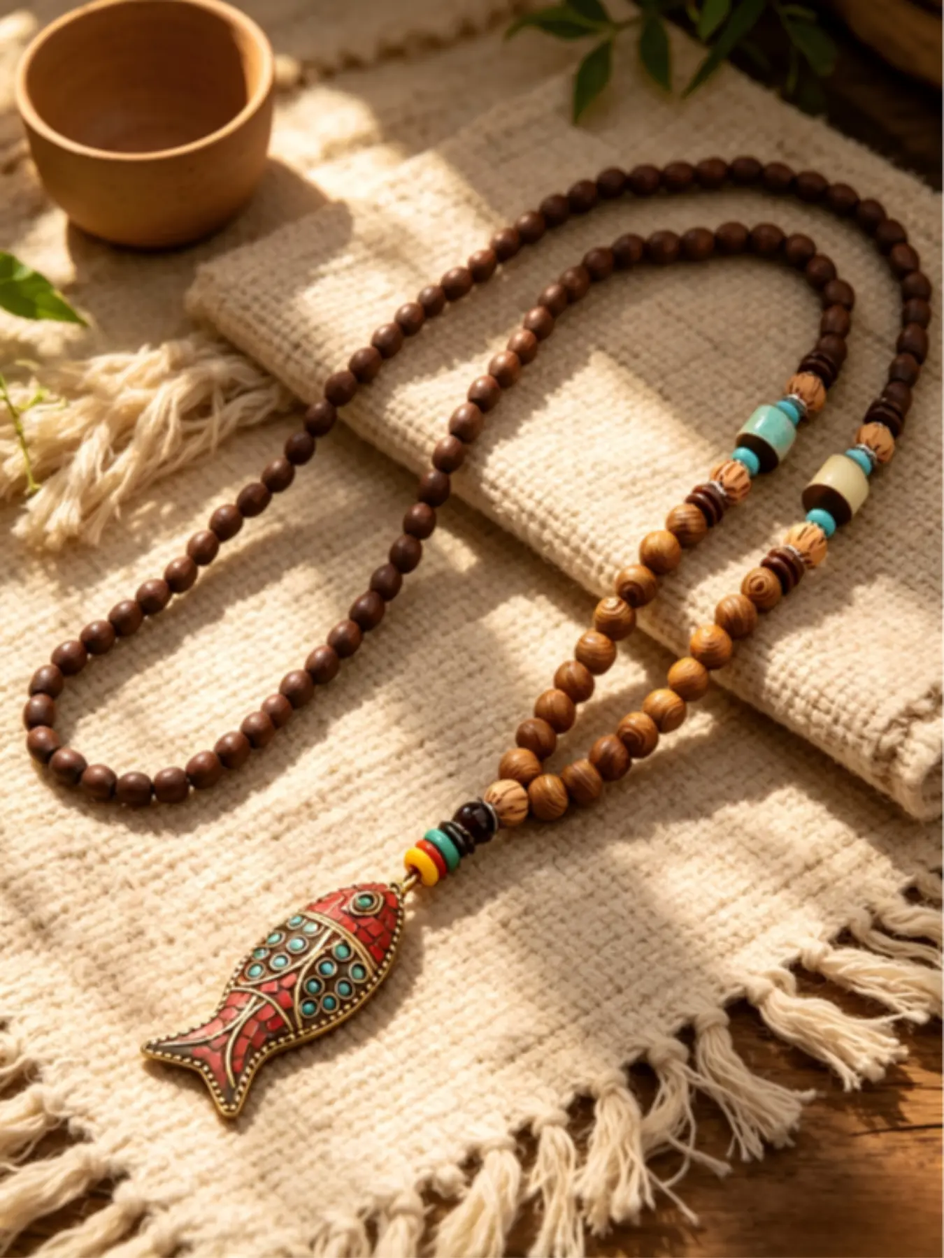 1 Pc Ethnic Style Handmade Beaded Creative Pendant Necklace, Unique Jewelry Design, Perfect for Special Occasions & Daily Wear, Handcrafted Bead Necklaces