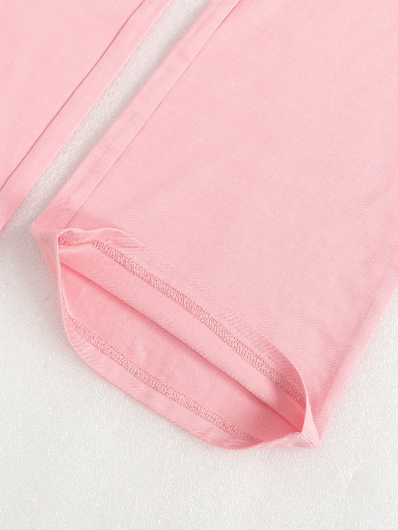 Women's Solid Long Sleeve Crop Tee & Flare Leg Skinny Pants Loungewear Set, Casual Round Neck Top & Bell Bottom Leggings, Sleepwear Set for Women