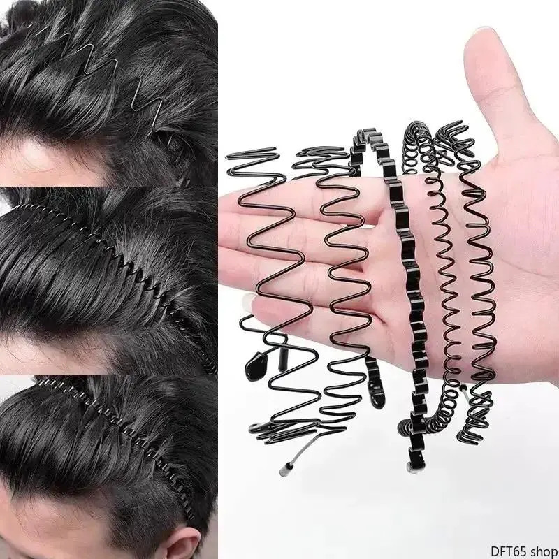 Metal Zigzag Wave Headband With Built-In Comb Textured Twisted Frame Adjustable Elastic Structure Unisex For Men Women Sports Daily Hairstyle Fixing Anti Slip Durable Lightweight Training Hair Styling Accessory