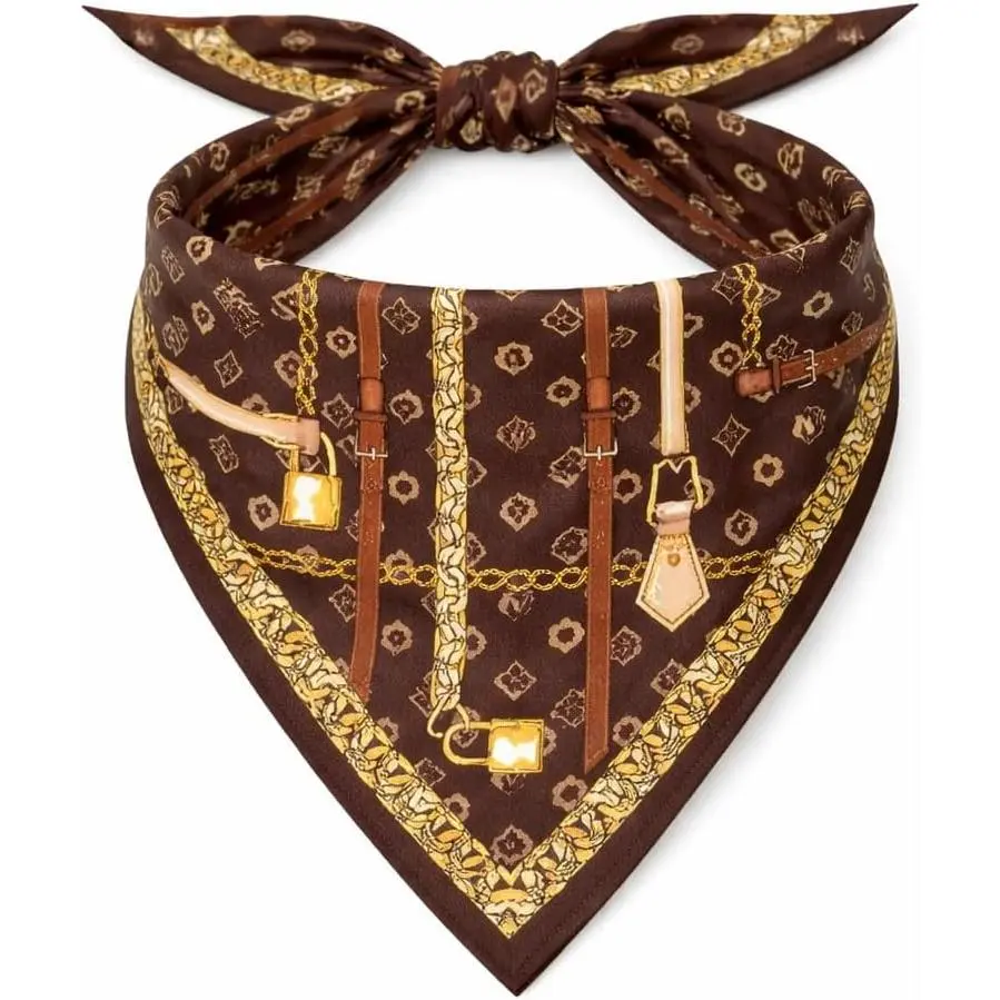 Luxury  Bandana Scarf for Small & Medium Dogs – Designer-Inspired   Scarf, Soft Fabric Stylish  Accessory, Fashionable Puppy Bandana for Everyday Wear & Gifting (Large, Chewy Pawtton)