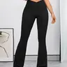 Women's High Waist Flare Leg Sports Tummy Control Leggings, Sport Bell Bottom Skinny Pants, Ladies Sportswear Bottoms for All Seasons, Activewear Bottoms