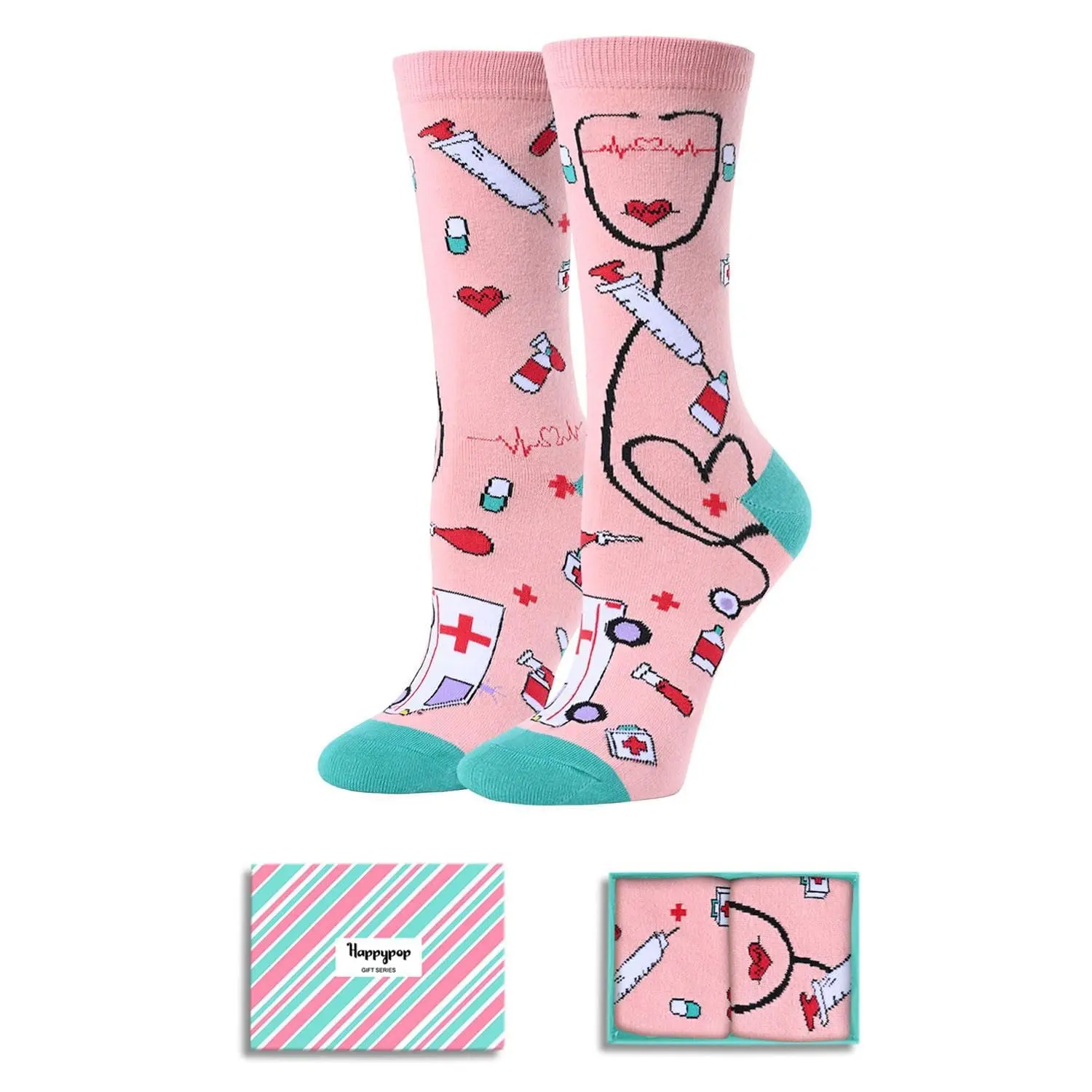 HAPPYPOP Nurse Women Doctor Medical Pharmacy Socks, Nurse Gifts Nursing Student Medical Assistant Doctor Gifts