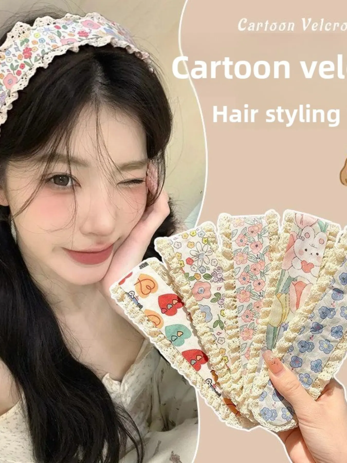 Cute Floral Hair Clips Set, 6-Piece Elastic Hair Accessories, Elegant All-Over Print Design, Perfect for Daily Use & Travel