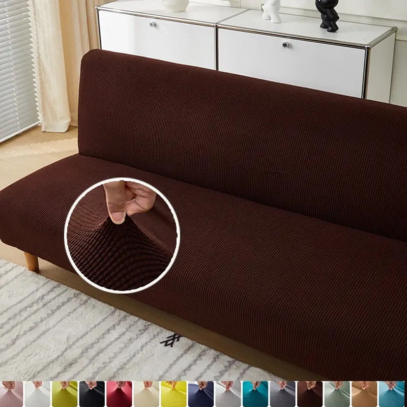 Anti-Slip Corn Waffle Velvet Sofa Bed Protector, High Stretch Futon Slipcover, Pet Friendly, Washable, Universal Fit