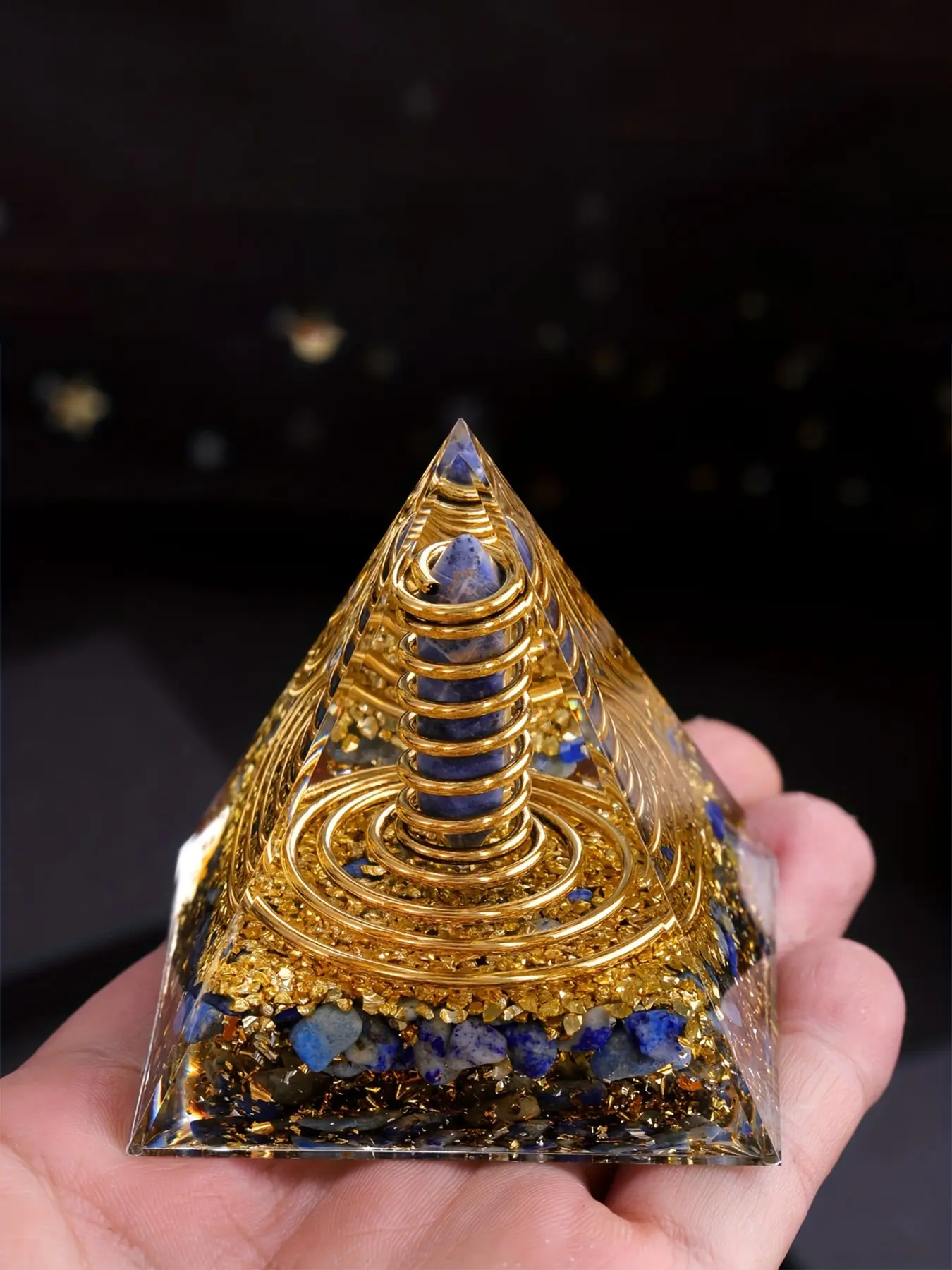Pyramid Lapis Lazuli Crystal Pyramid, Natural Stone Home Ornament, Creative Gift for Office and Home Decor, Unique Present Idea, Crystal Decorative Ornaments