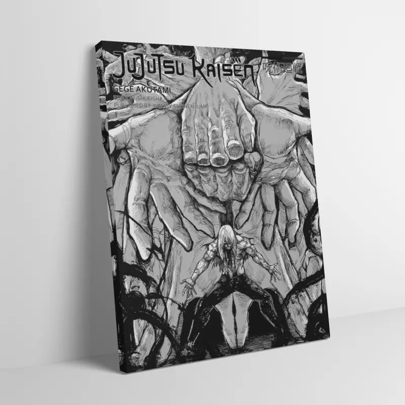 Jujutsu Kaisen Mahoraga Dark Anime Manga Panel Art Print Adult Fans Mid-century Modern Black Flash manga wall Decor Y2k y3k 2000s 1980S Cinematic Cool Guys Gift Poster for Gamer Room Setup Den