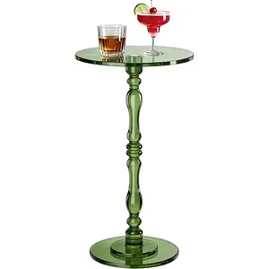 Solaround Green Acrylic Roman Column Side Table, 22.9" Tall Sculptural End Table (11.8"x11.8"x22.9"), Retro Aesthetic Nightstand & Plant Stand for Living Room Bedroom Balcony