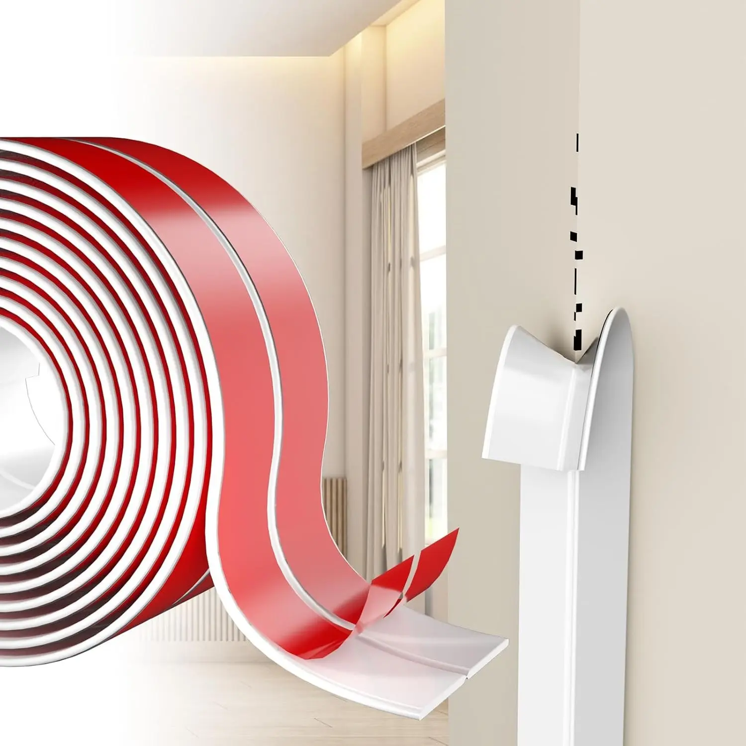 Self-Adhesive Flexible Wall Corner Protector – Durable Rubber Furniture Edge Guard, Easy to Install, White, Prevents Wall Damage, Ideal for Home or Office(Gift)