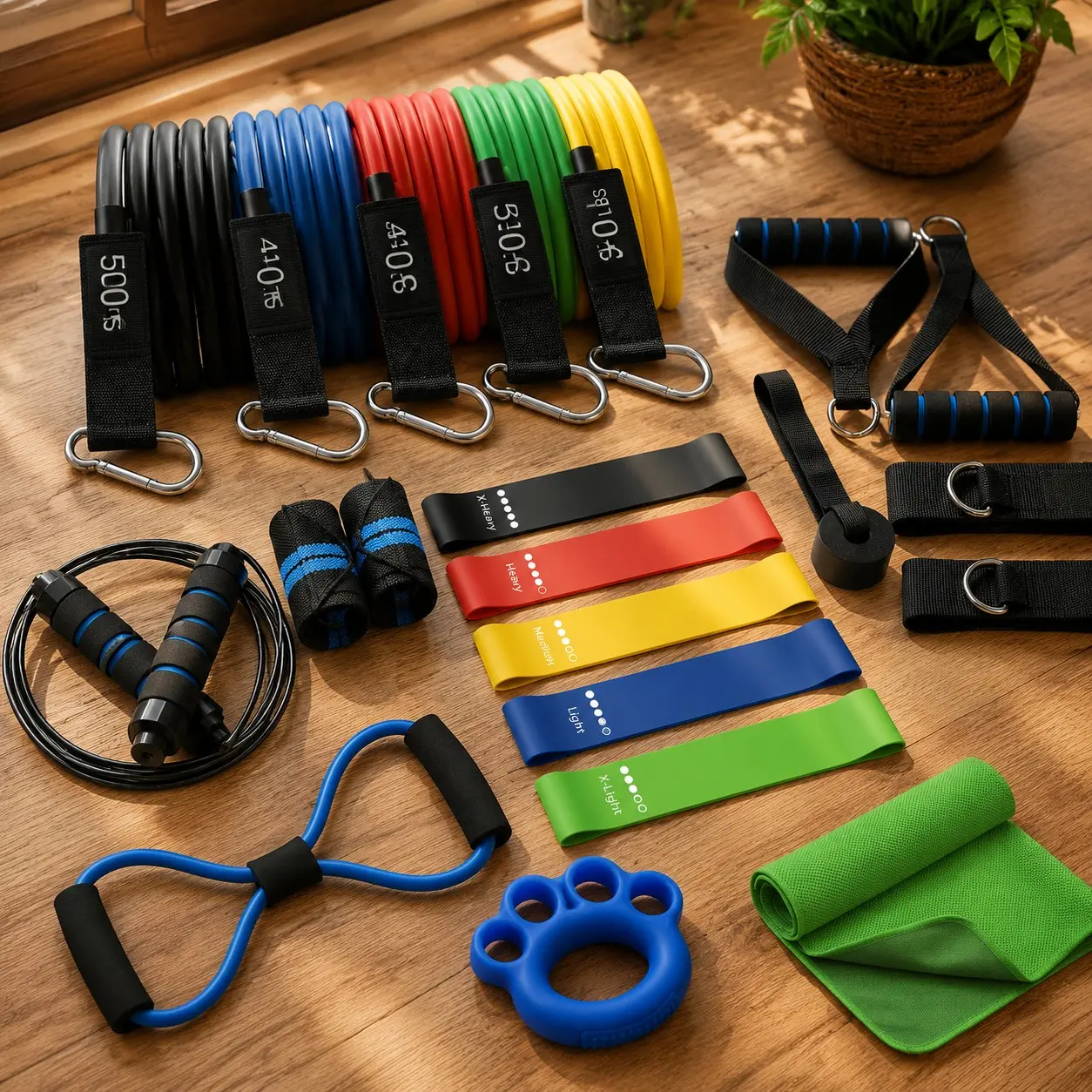 23Pcs Stackable Resistance Bands Set with Handles Up to 150 Lbs