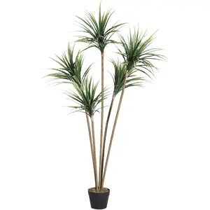 Faux Dracaena Marginata Tree in Pot – Artificial Floor Plant for Home, Office & Living Room Decor, Realistic Indoor Greenery