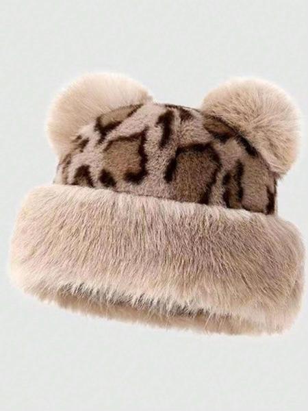 "TikTokShopBlackFriday"Unisex Mongolian Style Plush Fur Hat – Soft Wool Knit Warm Cap   Adjustable Heart Design, Elegant Retro Accessory for Autumn Winter Travel/Streetwear/Cold Weather