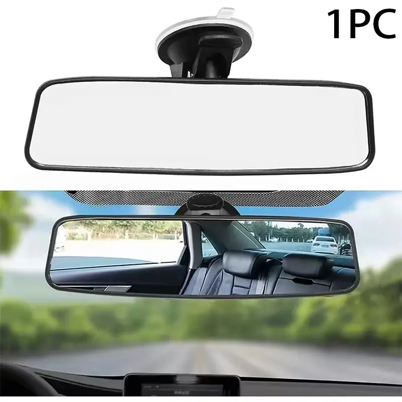 Universal Car Rearview Mirror with Strong Suction Cup, 360° Rotatable Anti-Glare Wide Angle Mirror, Explosion-Proof Clear Interior Rear View Mirror for Cars, SUVs, Trucks, Vans