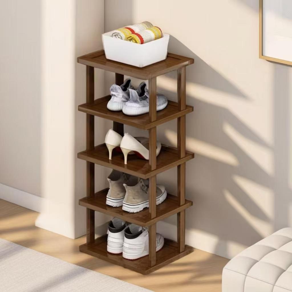 Bamboo Shoe Rack, Vertical Shoe Racks, 1 Count Multi-layer Vertical Narrow Stackable Shoe Storage Rack, Space Saving Shoe Organizer for Hallway, Entrance & Dormitory
