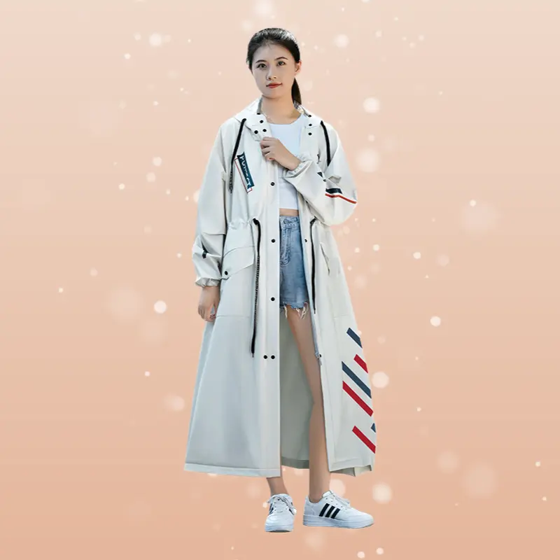 Long Waist-Tight EVA Raincoat One Piece Poncho For Adults Students Men Women Heavy Rain Protection For Electric Scooter