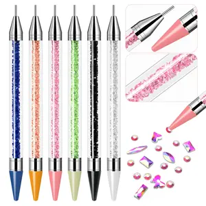 Double-Ended Nail Art Rhinestone Applicator, Wax Adhesive Pen, DIY Craft Tool, Essential for Nail Jewelry Pickup, Handmade Accessories