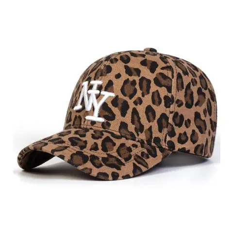 Women's Adjustable NY Leopard Print Hat | Adjustable Streetwear Headwear Hat Fashionable All-Season Woven Cap for Casual & Sports Leopard Vintage Hat Animal Hats