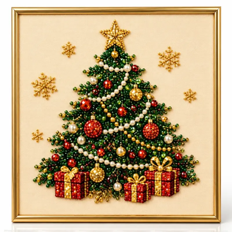 Gfit for Her/Him DIY Handicraft Christmas Pearl Diamond Painting Art Kit with Frame, Home Wall Decor Art Craft Kit, Holiday Christmas Wall Decor, Handmade Home Decoration Gift (Tree, 7.8x7.8in)