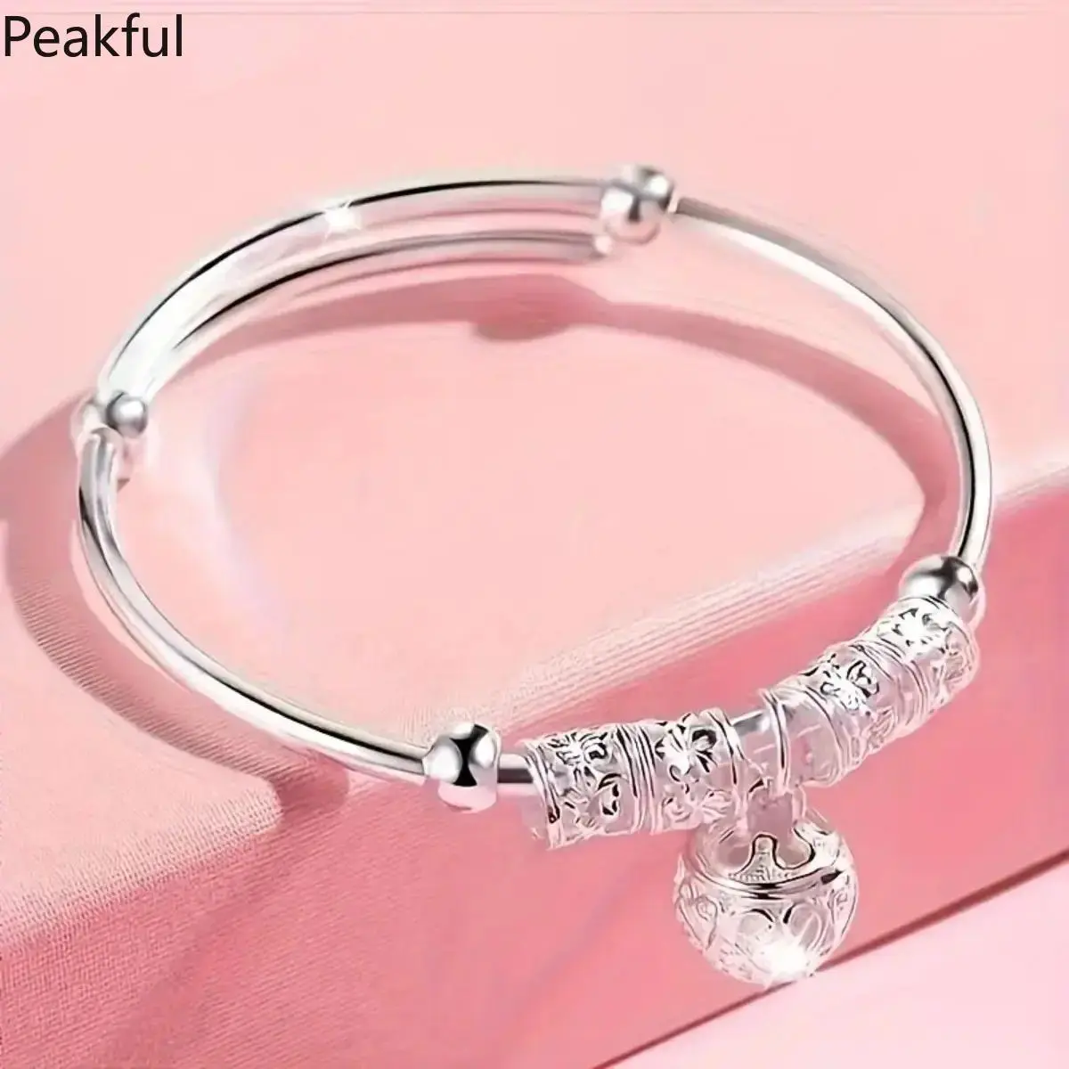 Minimalist Sterling Silver Lace Charm Bracelet, Adjustable Pendant-Accented Jewelry with Sliding Knot or Clasp, 6-20cm Fit for Stackable Style, Perfect Valentine's, Christmas & Mother's Day Gift
