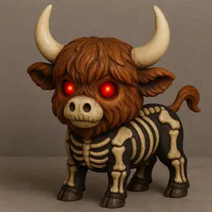 Fall Skeleton Highlands Cow and Bull Ornament Halloween Resin Crafts