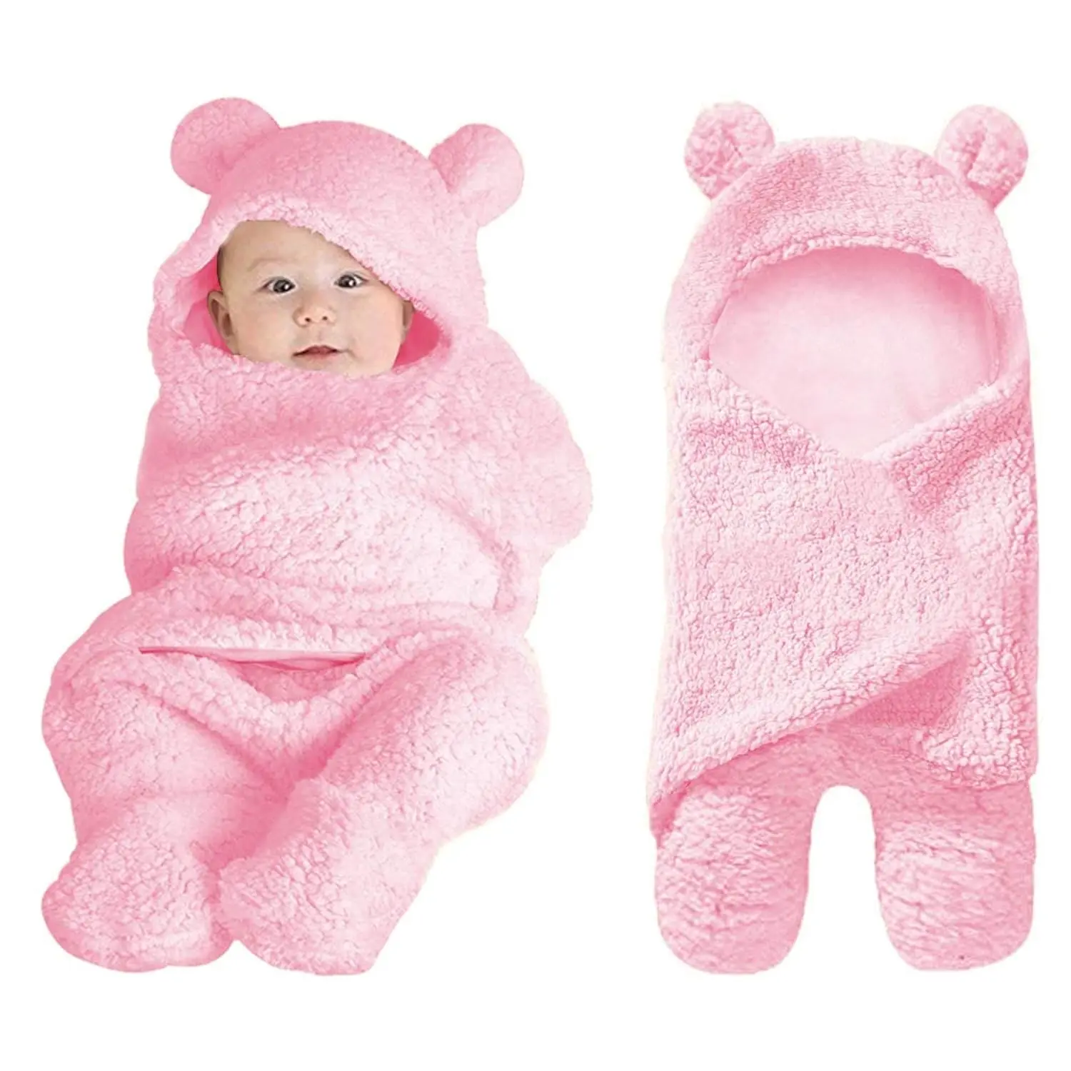 Newborn Plush Nursery Swaddle Blanket - Soft Cute Baby Item for Infant Girls, Pink