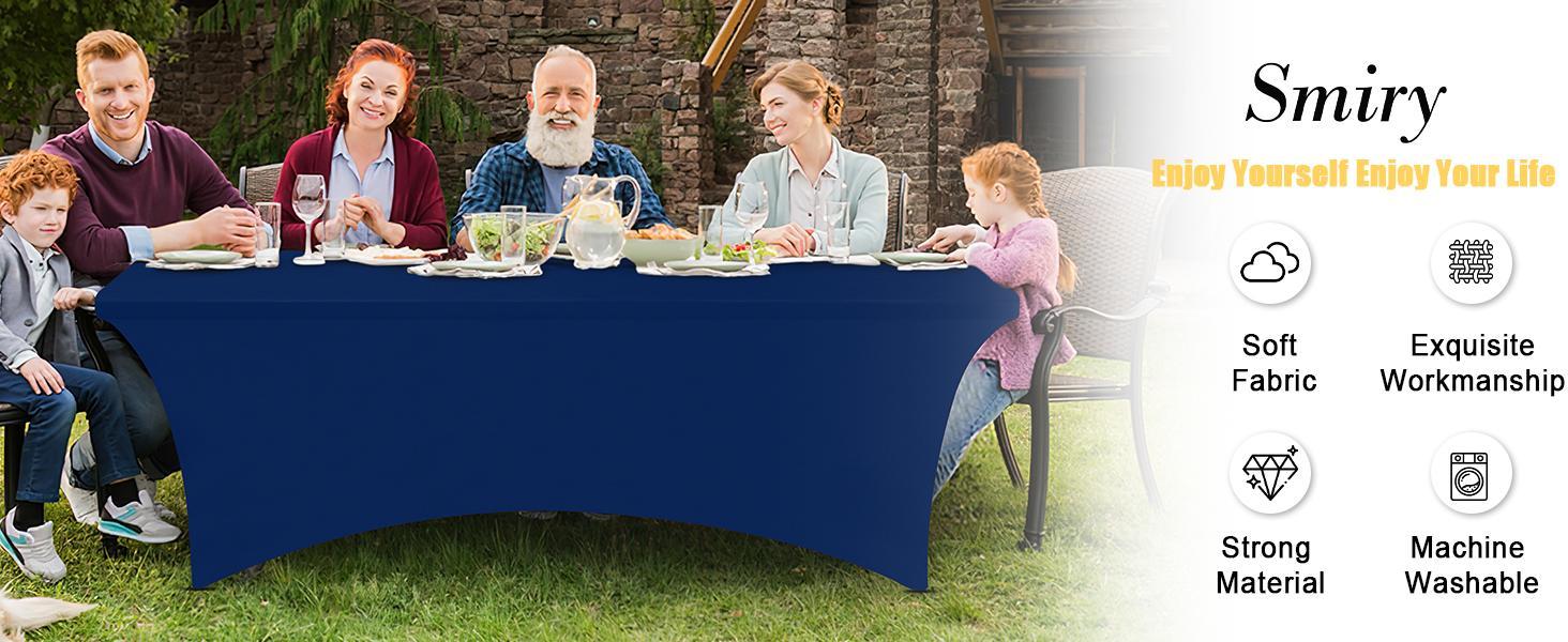 Kitinjoy Machine Washable Retangle Spandex Table Cloths Super Elastic Stretch Tablecloths Wedding Christmas Parties Table Covers