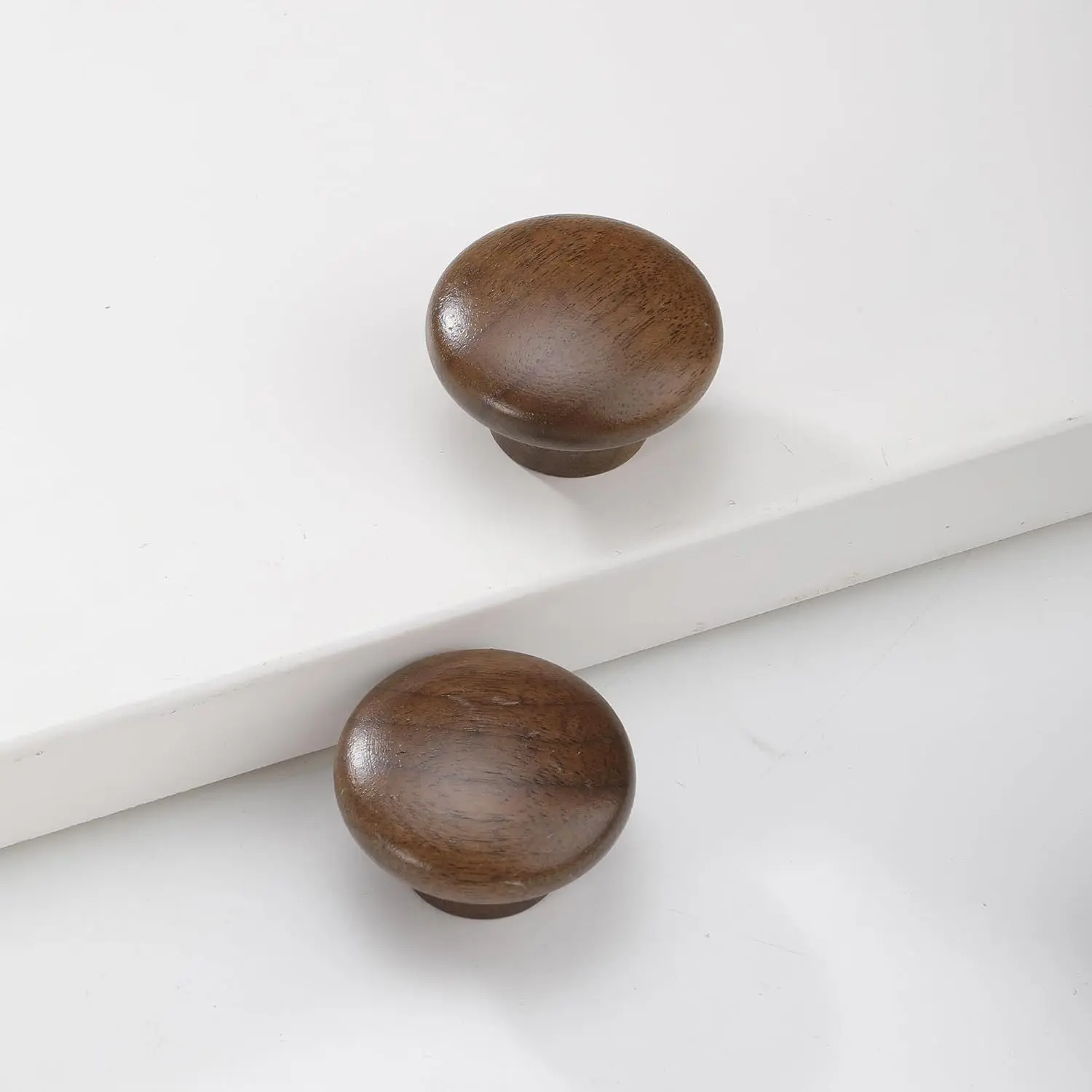 2 Pack 1.52 Inch (38.6 mm) Mushroom Shape Walnut  Single Hole Drawer Handles, Cabinet Knobs 1 Hole Hardware Handles Decorative Furniture Knobs for Dresser Wardrobes