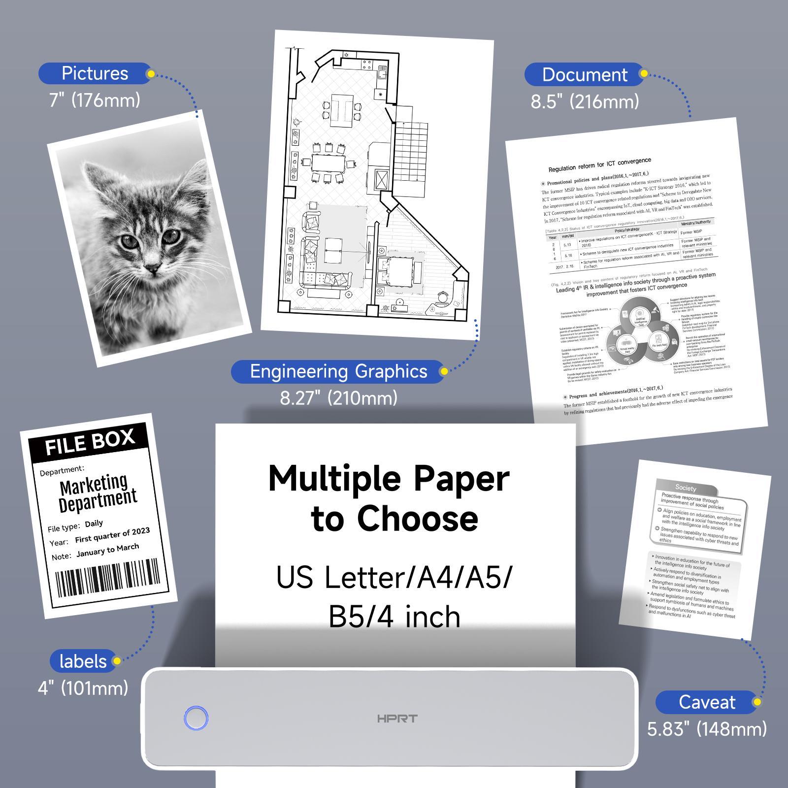 Portable Wireless Thermal Printer, Multipurpose Bluetooth-compatible Printer, USB Charging Mobile Home Printer for iOS, Android, Laptop, Portable Thermal Printers #GLOBAL PICKS