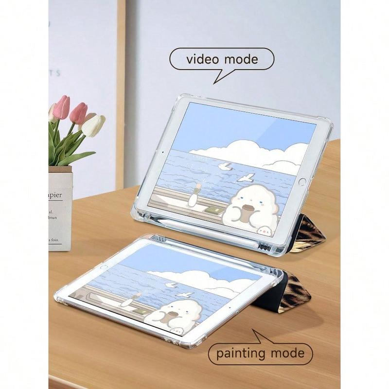 Leopard Print Floral iPad Case, Built-in Pencil Slot Adjustable Stand Auto Sleep/Wake, Lightweight Durable Soft Edge for iPad 10th/11th Gen/A16/Air 13/11-inch/Pro 11-inch/2025 & Galaxy Tab S9 FE+ 12.4-inch, Unisex Back-to-School Valentine’s Day Gift