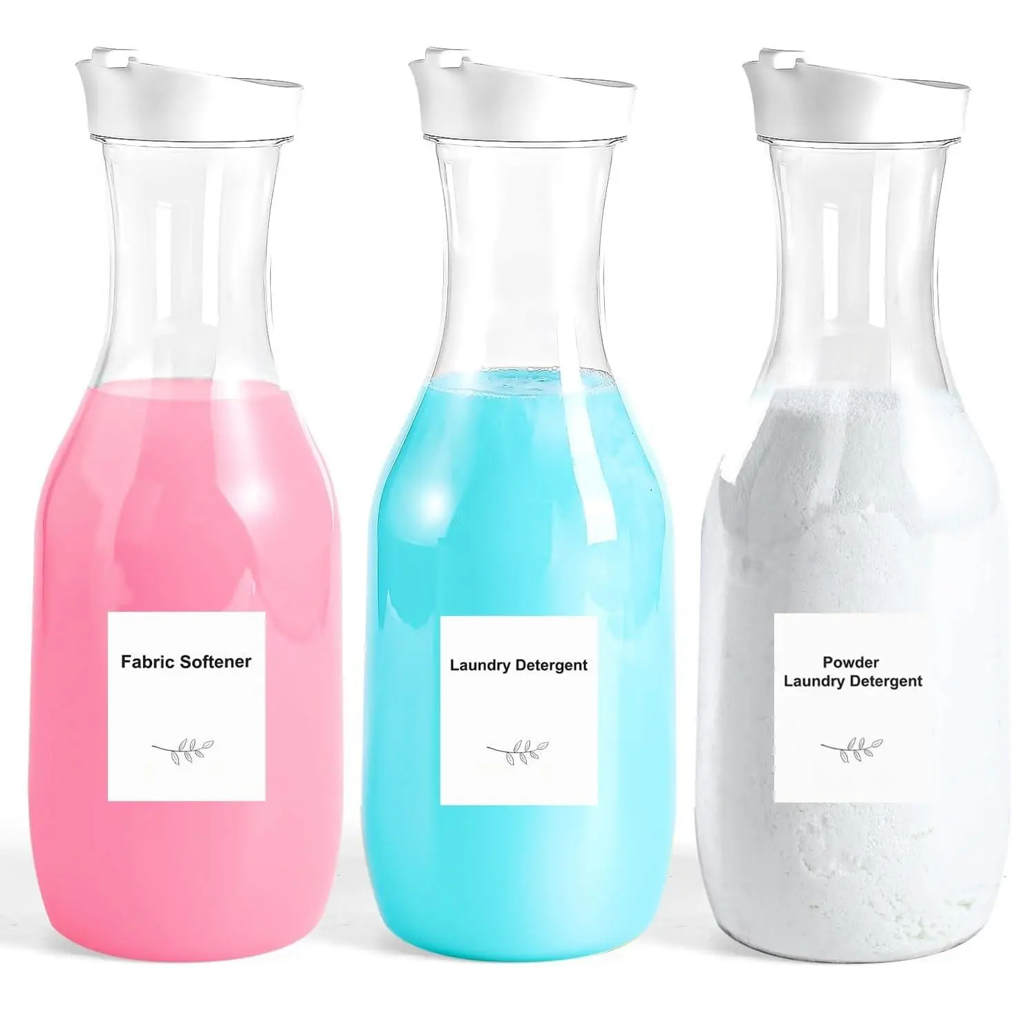 Laundry Detergent Dispenser BY , 54OZ Laundry Soap Disepenser, Liquid Laundry Detergent Container Organizer, Plastic Fabric Softener and  Detergent Dispenser, 3PACK