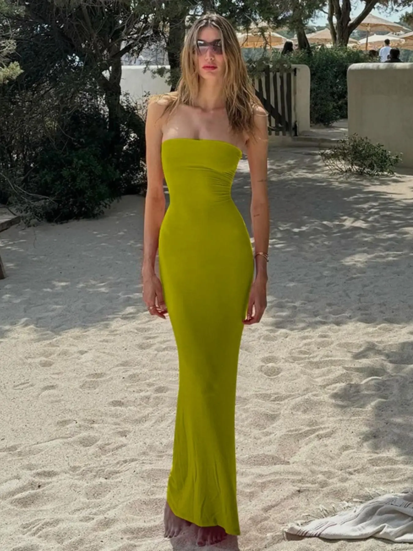 Women's Solid Backless Lace Up Tie Back Bodycon Dress, Elegant Fashion Maxi  Tube Dress for Party Club Dating Wear, Ladies Dress for Summer, Strapless  Prom Dress - TikTok Shop