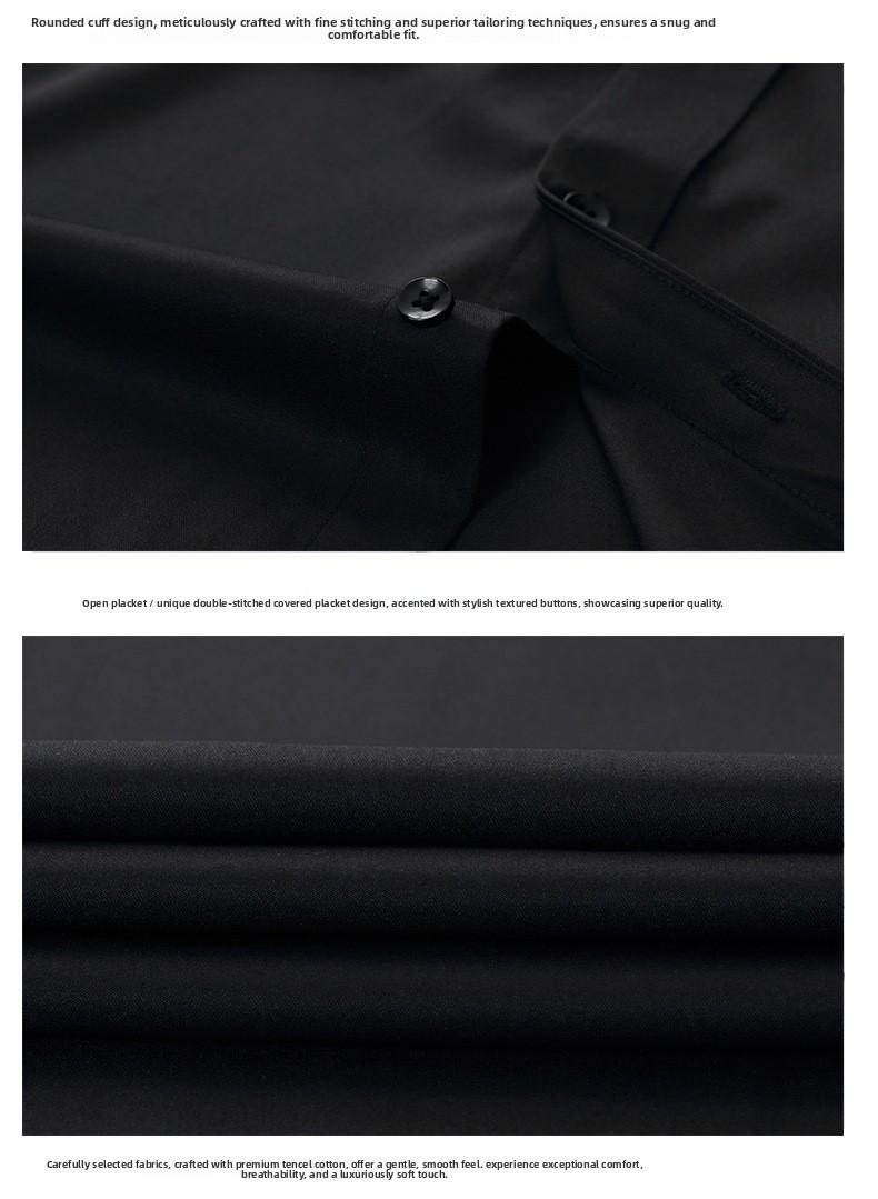 Four-way Stretch Men's Shirt Wrinkle-Free Anti-crease Simple Business Style Lightweight Dress Shirt for Menswear